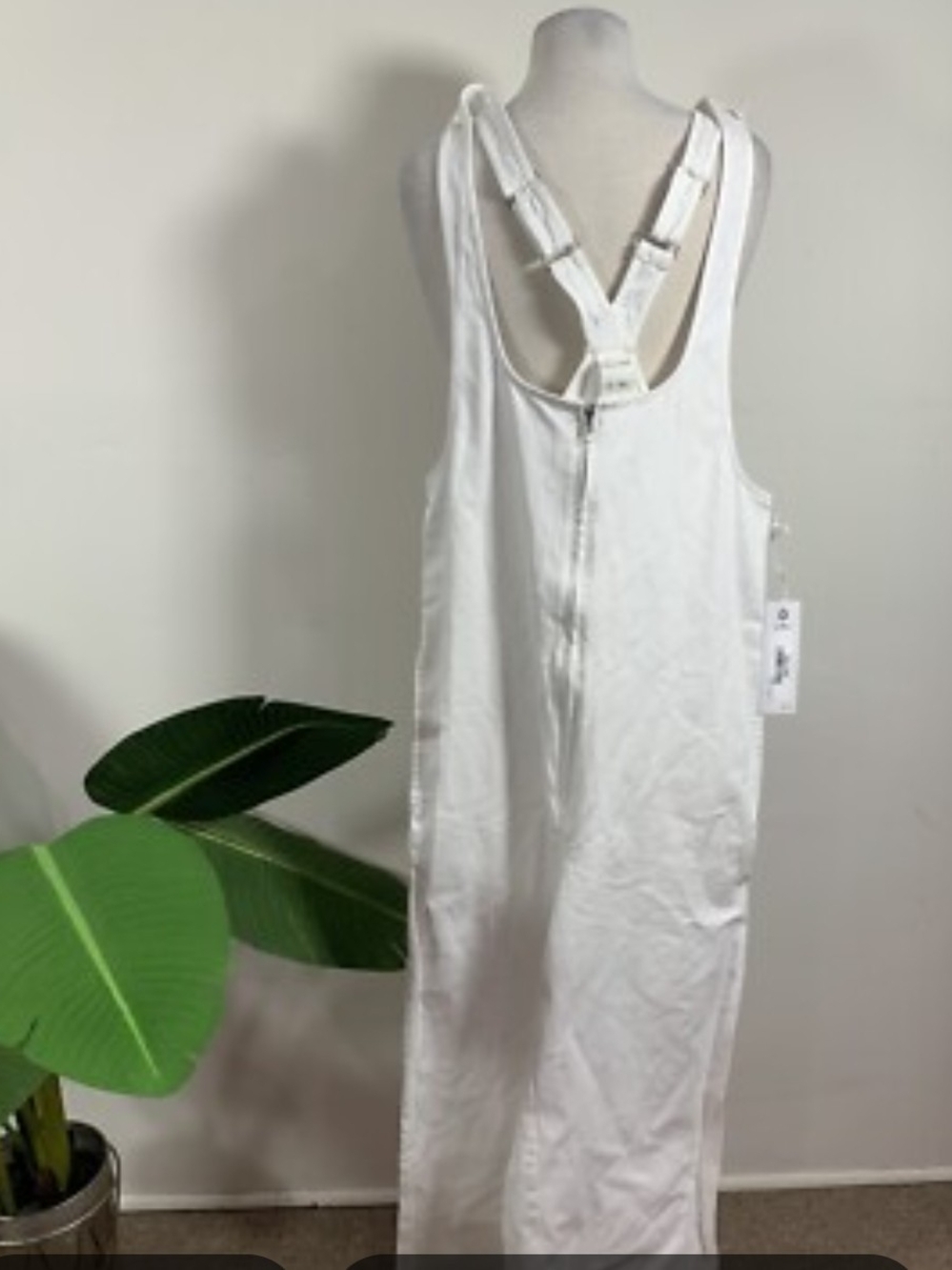 Rare Self white/ivory linen-blend or cotton overalls/jumpsuit